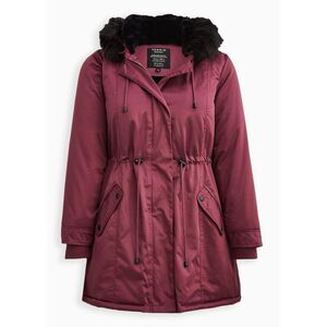 Torrid 1X Violet Purple Twill Faux Fur Trim Parka Hooded Winter Jacket